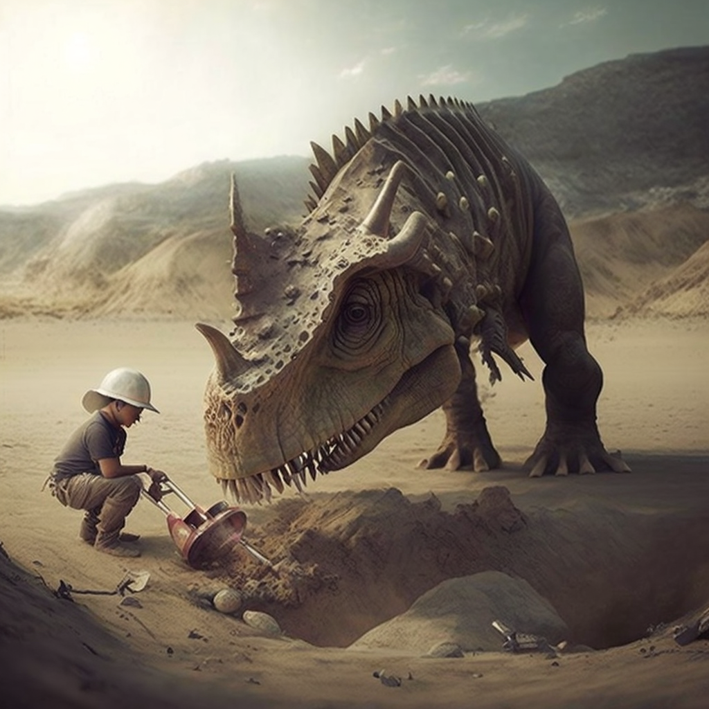 Dinosaur fossil digging